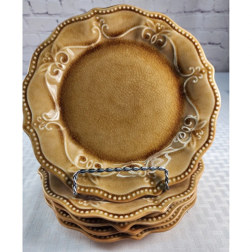 Set of 5 PIONEER WOMAN  PAIGE AMBER GOLD SALAD PLATES